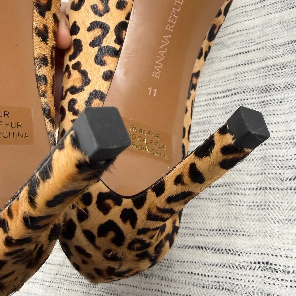 Banana Republic Calf Hair Leopard Print Pumps 11 Statement Corpcore Office Siren
